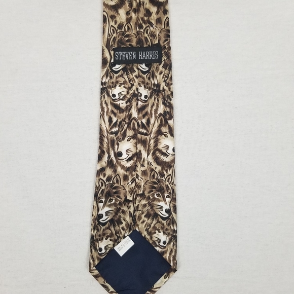 Vintage Steven Harris wolf print tie - Picture 5 of 5
